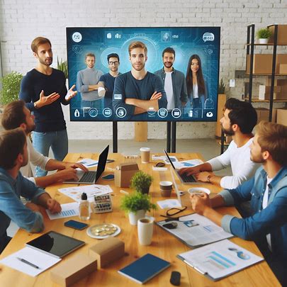 startup team in a presentation